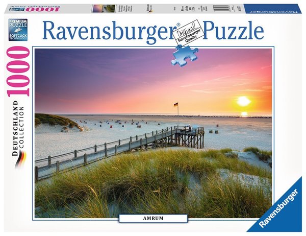 RAVENSBURGER 19877 Puzzle Sonnenuntergang über Amrum 1000 Teile Deutschland Collection